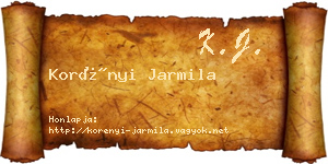Korényi Jarmila névjegykártya